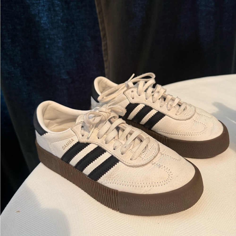 Adidas Women's Cream and Black Samba Sneakers